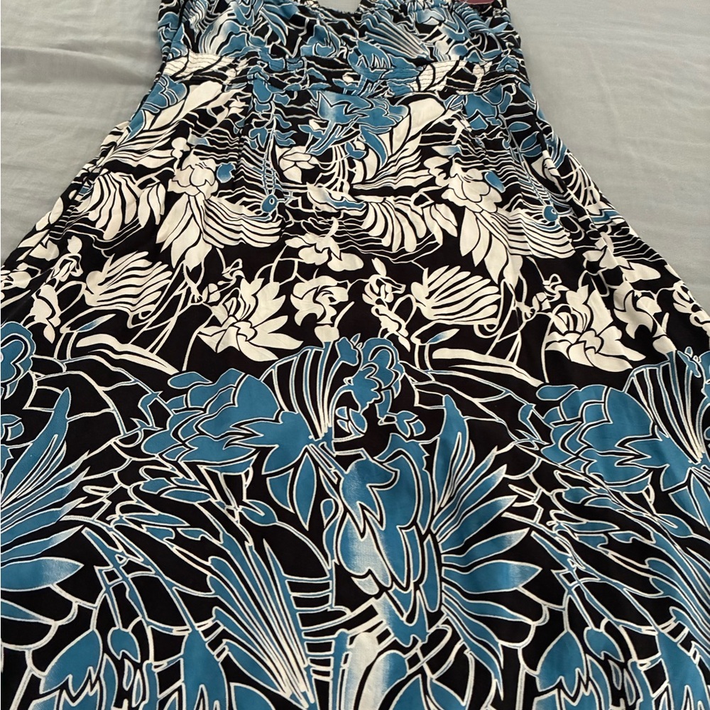 Floral Black and Blue Dress